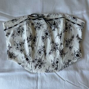 Floral Corset Top in Black and White